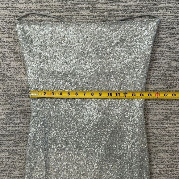 NWT Susana Monaco Sequin Cowl Neck Mini Dress Silver Large - Picture 9 of 13